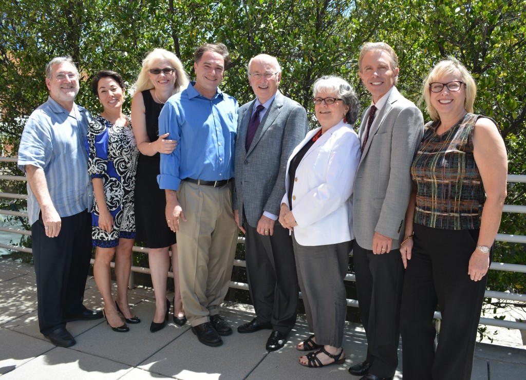 Faculty members (left to right) Steven Garelick, Jaye-Jo Portanova, Stephanie Maloney, Kevin Chroman, Fred Glassman, Dr. Carol Hirshfield, Joe Spirito, and Theresa Heyes.