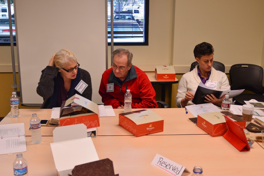 Stephany Maloney (far left) discusses Collaborative Practice principles with colleagues in group discussion during recent advanced training for estates, trusts and probate. Photo: Courtesy Collaborative Practice Silicon Valley