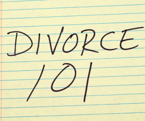 Yellow lined tablet with Divorce 101